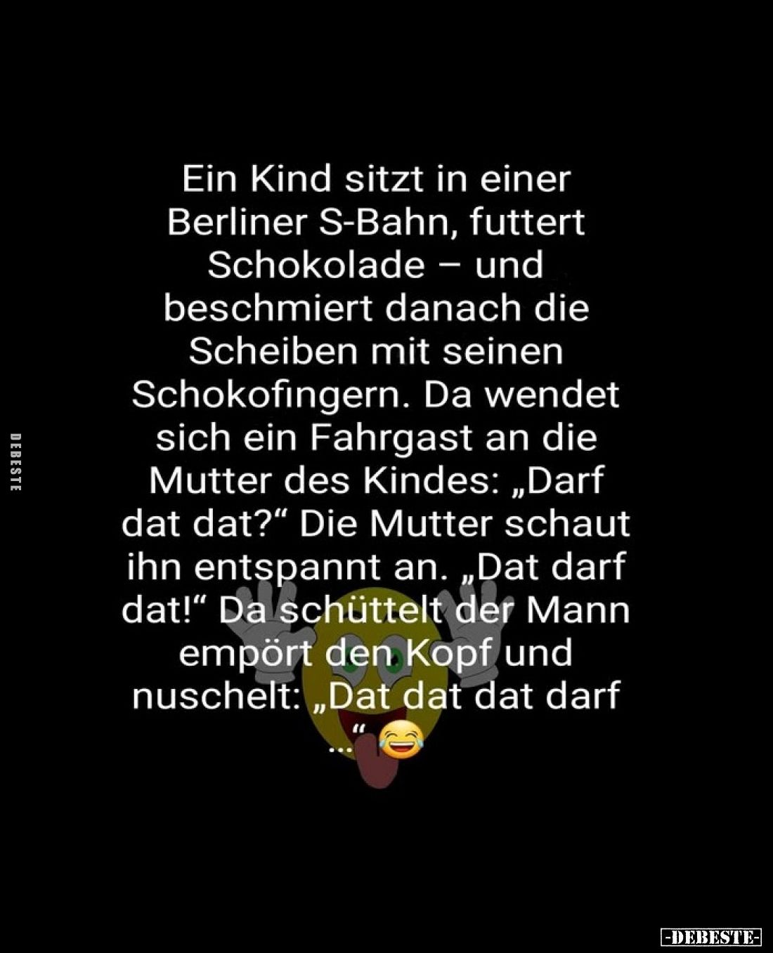 Ein Kind sitzt in einer Berliner S-Bahn, futtert Schokolade.. - Lustige Bilder | DEBESTE.de