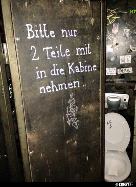 Bitte nur 2 Teile mit in die Kabine..