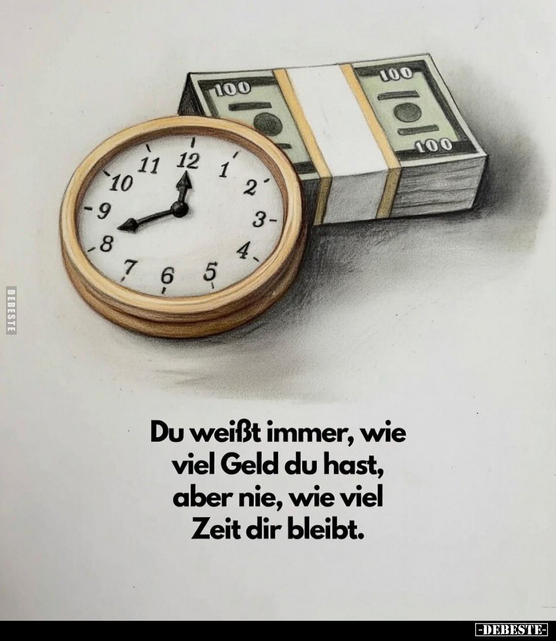 Du weißt immer, wie viel Geld du hast, aber nie, wie viel Zeit dir bleibt.