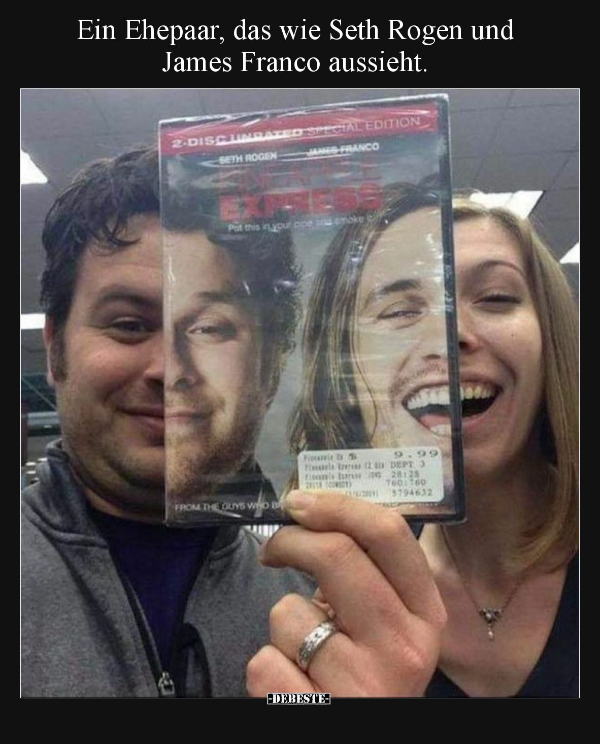 Ein Ehepaar, das wie Seth Rogen und James Franco aussieht.