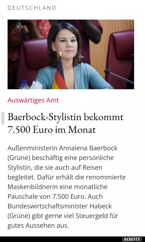 Baerbock-Stylistin bekommt 7.500 Euro im Monat.. - Lustige Bilder | DEBESTE.de