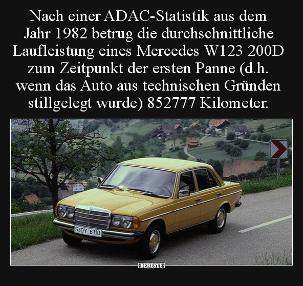 Nach einer ADAC-Statistik aus dem Jahr 1982 betrug die.. - Lustige Bilder | DEBESTE.de