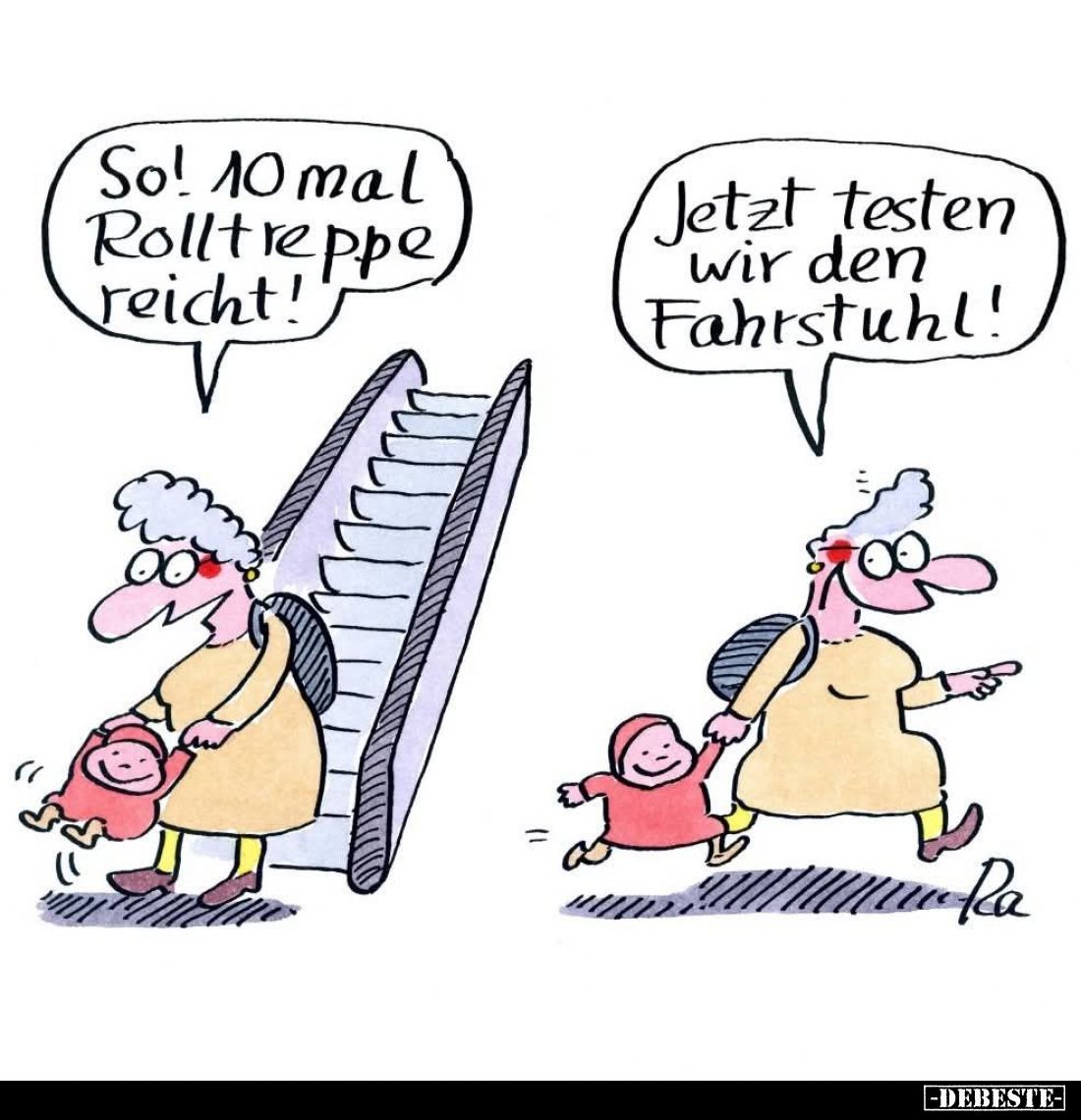 So! 10 mal Rolltreppe reicht! -
Jetzt testen wir den Fahrstuhl!