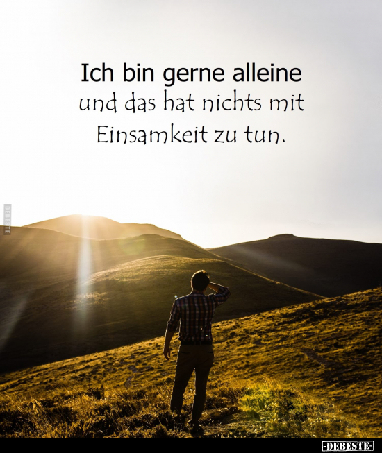 Ich bin gerne alleine und das hat nichts mit Einsamkeit.. - Lustige Bilder | DEBESTE.de