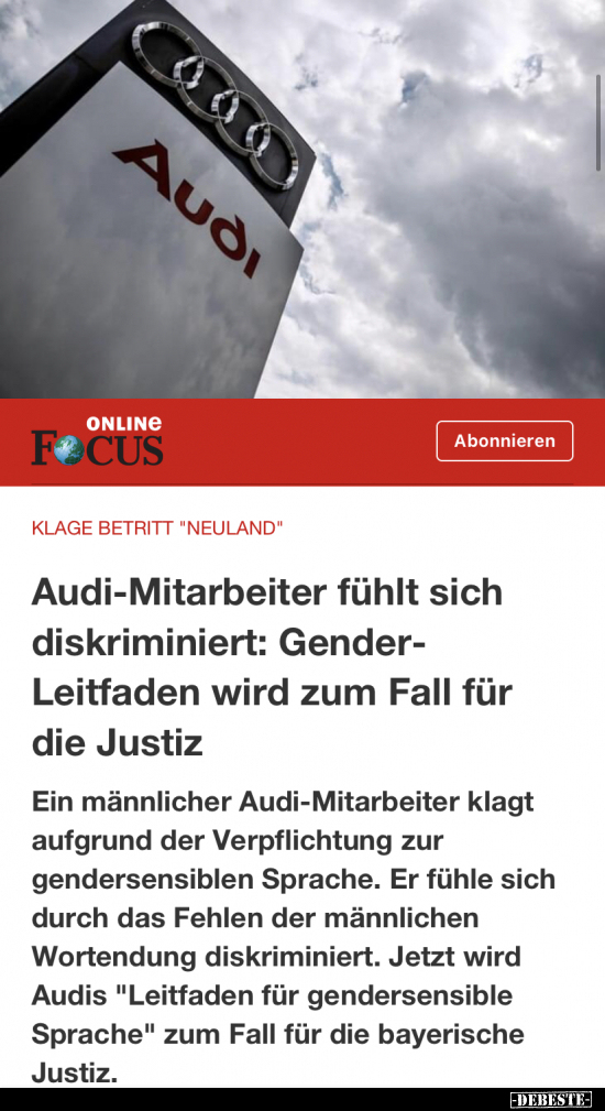 Audi-Mitarbeiter fühlt sich diskriminiert: Gender-Leitfaden.. - Lustige Bilder | DEBESTE.de