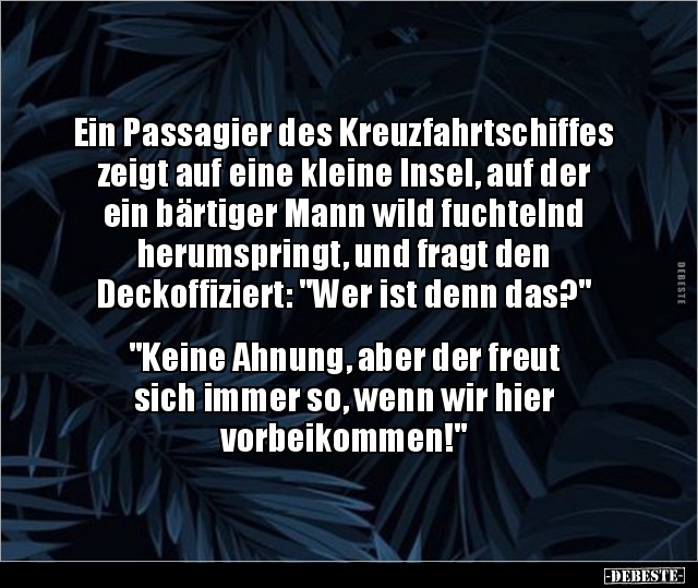 Ein Passagier des Kreuzfahrtschiffes zeigt auf eine.. - Lustige Bilder | DEBESTE.de