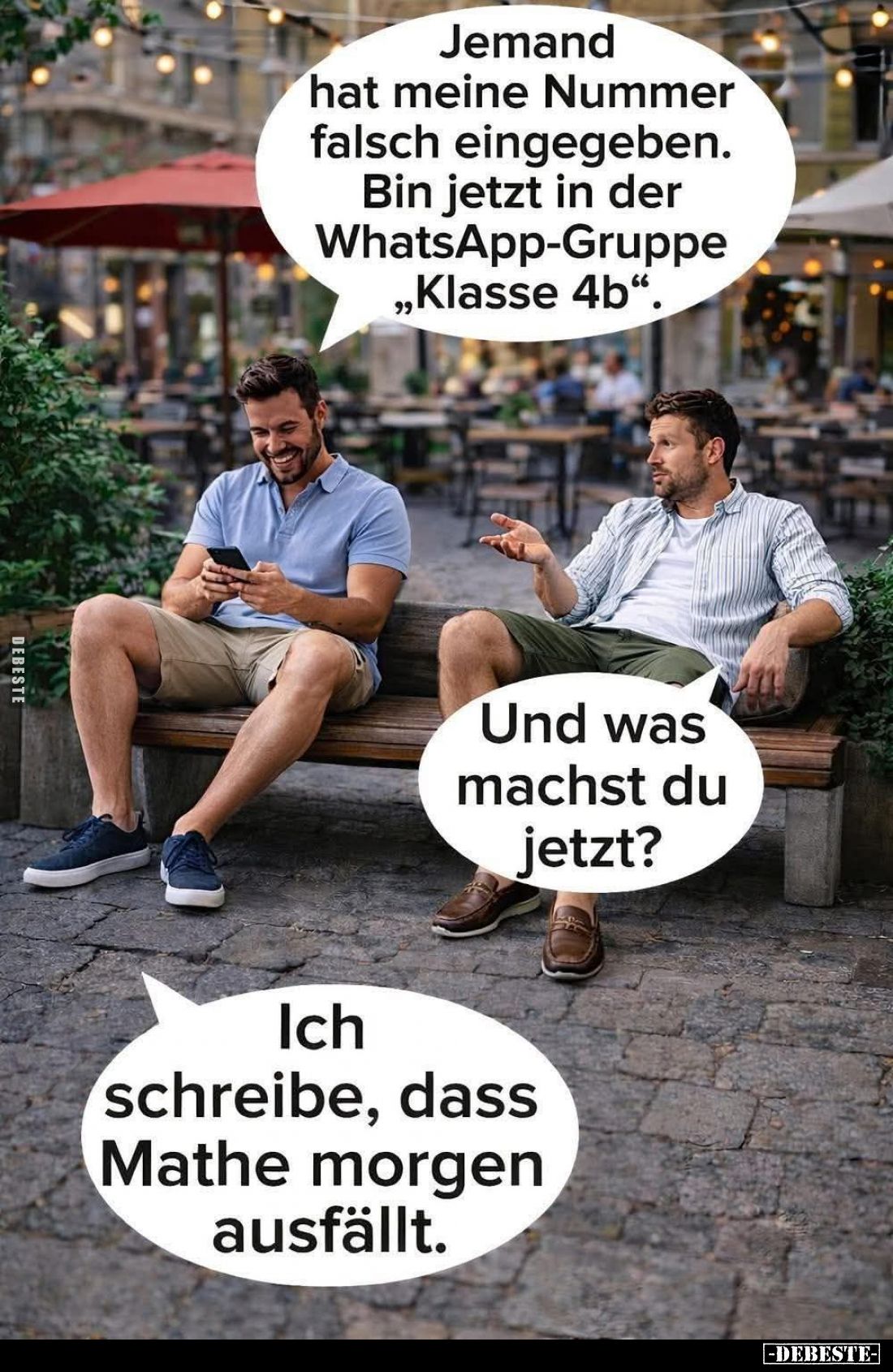 Jemand hat meine Nummer falsch eingegeben.
Bin jetzt in der WhatsApp-Gruppe "Klasse 4b". -
Und was machst du jetz...