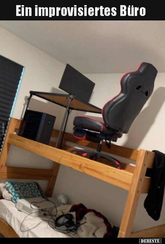 Ein improvisiertes Büro..