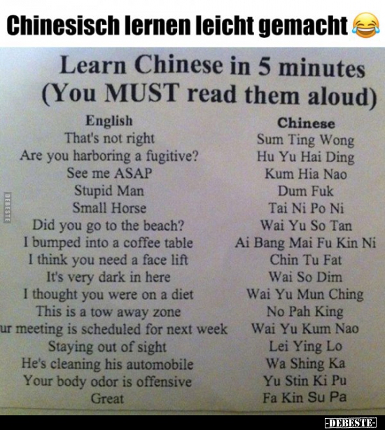 Chinesisch lernen leicht gemacht.. :) - Lustige Bilder | DEBESTE.de