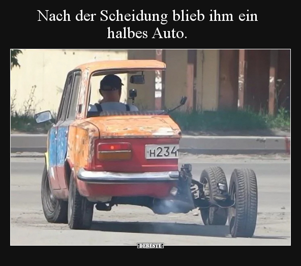 Nach der Scheidung blieb ihm ein halbes Auto... - Lustige Bilder | DEBESTE.de