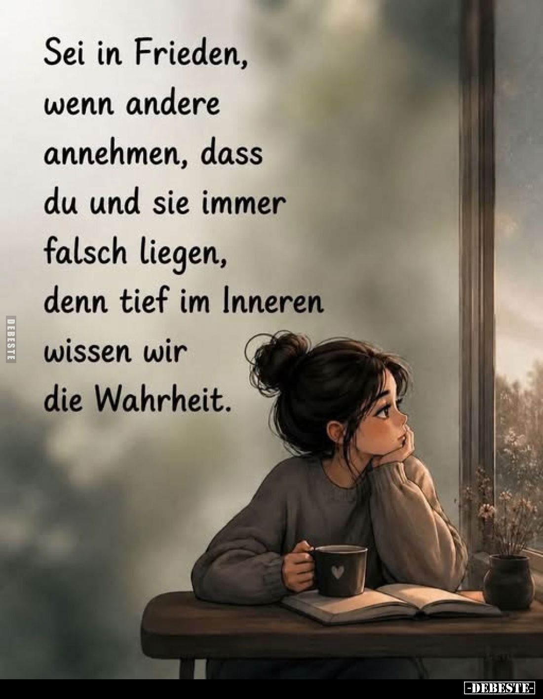 Sei in Frieden, wenn andere annehmen, dass du und sie immer falsch liegen, denn tief im Inneren wissen wir die Wahrheit.