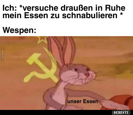 Ich: *versuche draußen in Ruhe mein Essen zu..