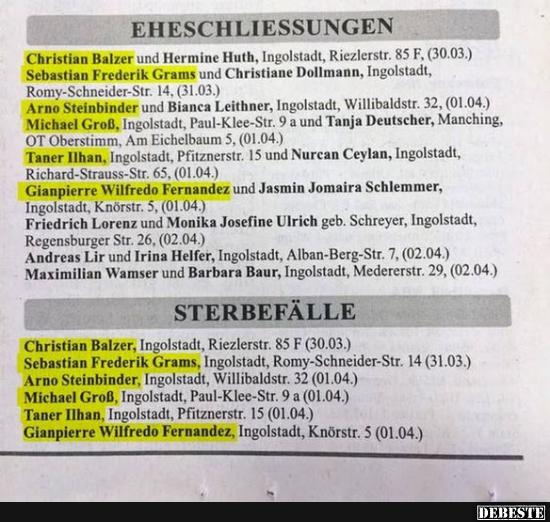 Eheschliessungen / Sterbefälle.. - Lustige Bilder | DEBESTE.de