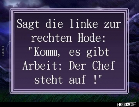 Sagt die linke zur rechten Hode: "Komm, es gibt Arbeit.." - Lustige Bilder | DEBESTE.de