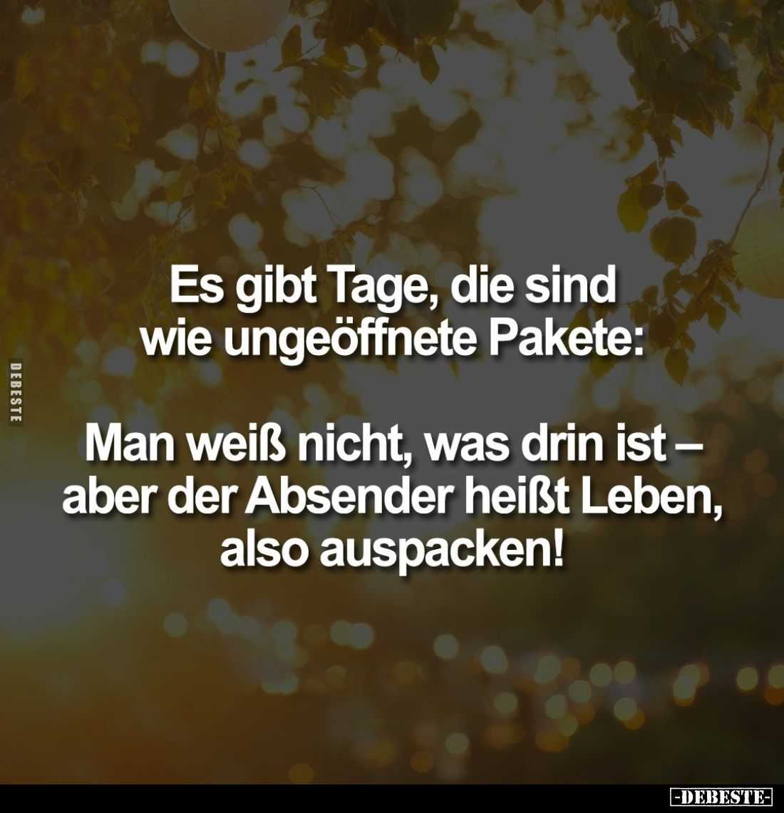 Es gibt Tage, die sind wie ungeöffnete Pakete: Man weiß nicht, was drin ist — aber der Absender heißt Leben, also auspacken!
