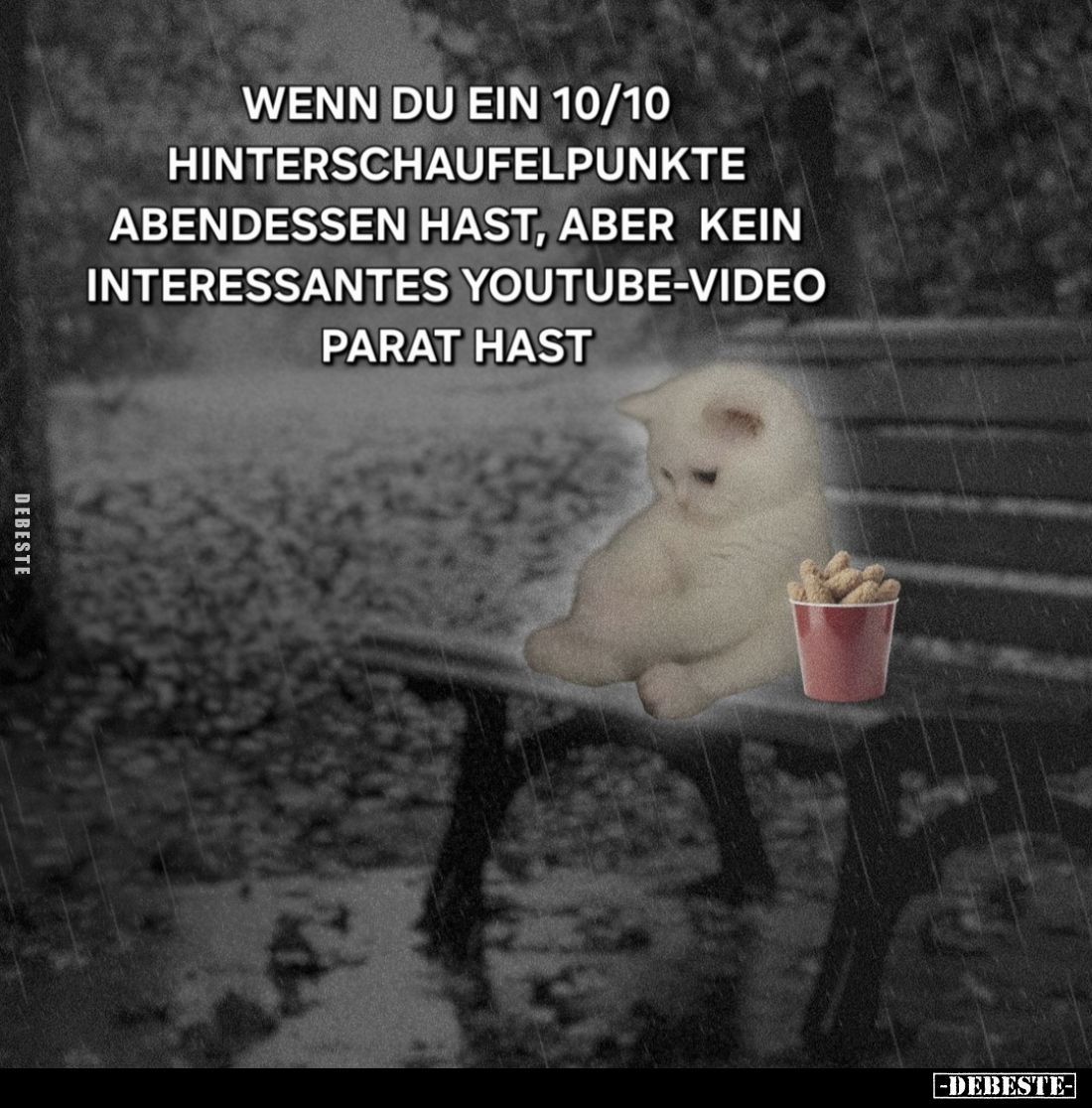 Wenn du ein 10/10-Hinterschaufelpunkte-Abendessen hast, aber kein interessantes YouTube-Video parat hast.