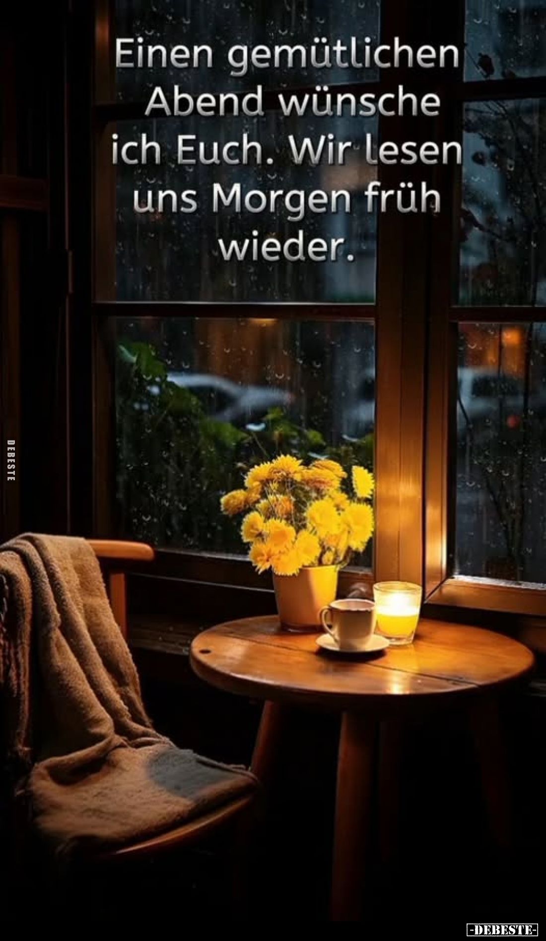 Einen gemütlichen Abend wünsche ich Euch. Wir Lesen uns Morgen früh wieder.