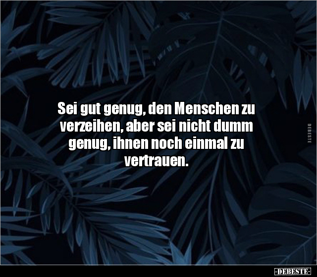 Sei gut genug, den Menschen zu verzeihen, aber sei nicht.. - Lustige Bilder | DEBESTE.de