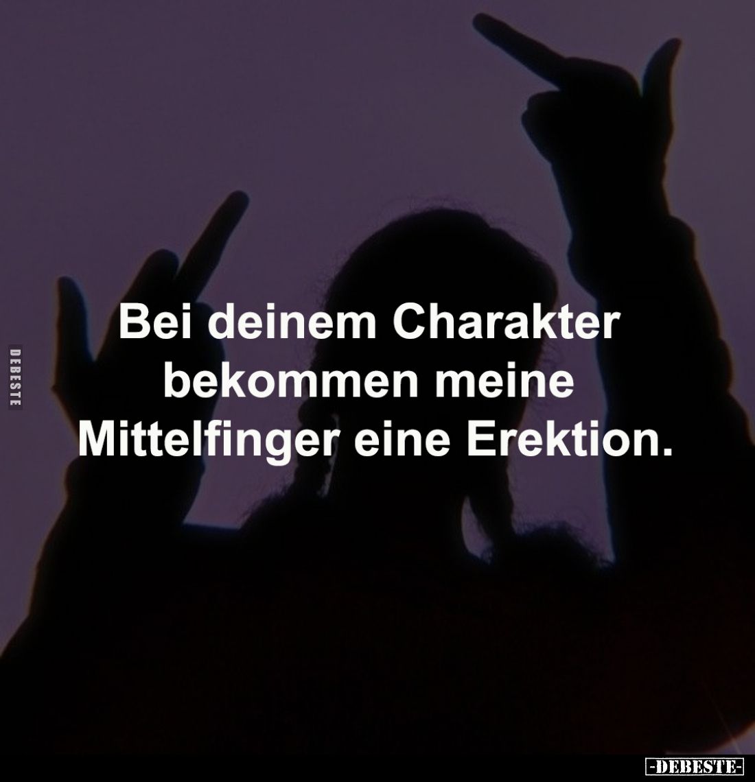 Bei deinem Charakter 
bekommen meine 
Mittelfinger eine Erektion.