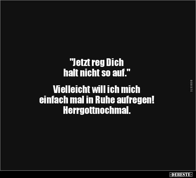 "Jetzt reg Dich halt nicht so auf.".. - Lustige Bilder | DEBESTE.de