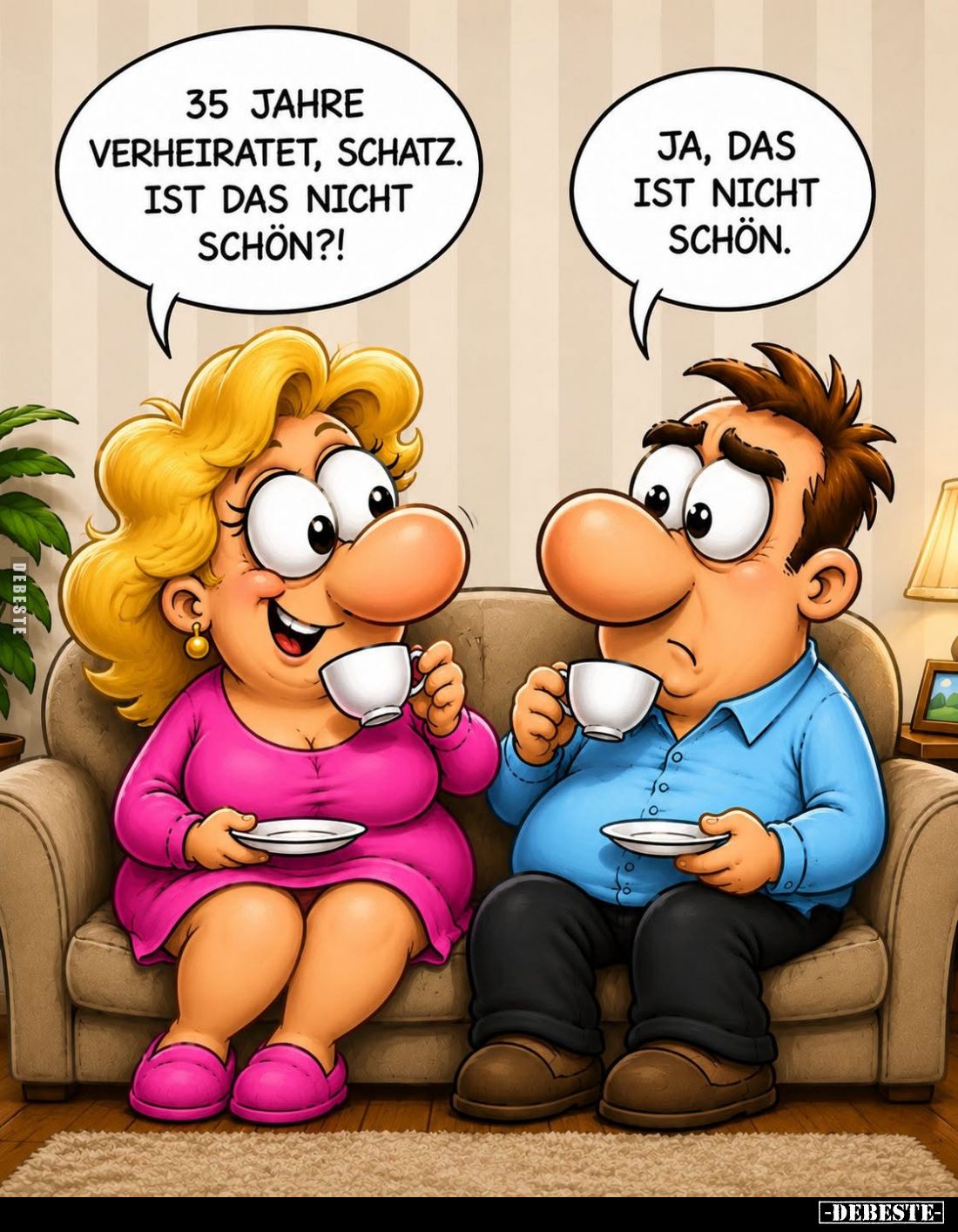 35 Jahre verheiratet, Schatz. Ist das nicht schön?! -
Ja, das ist nicht schön.