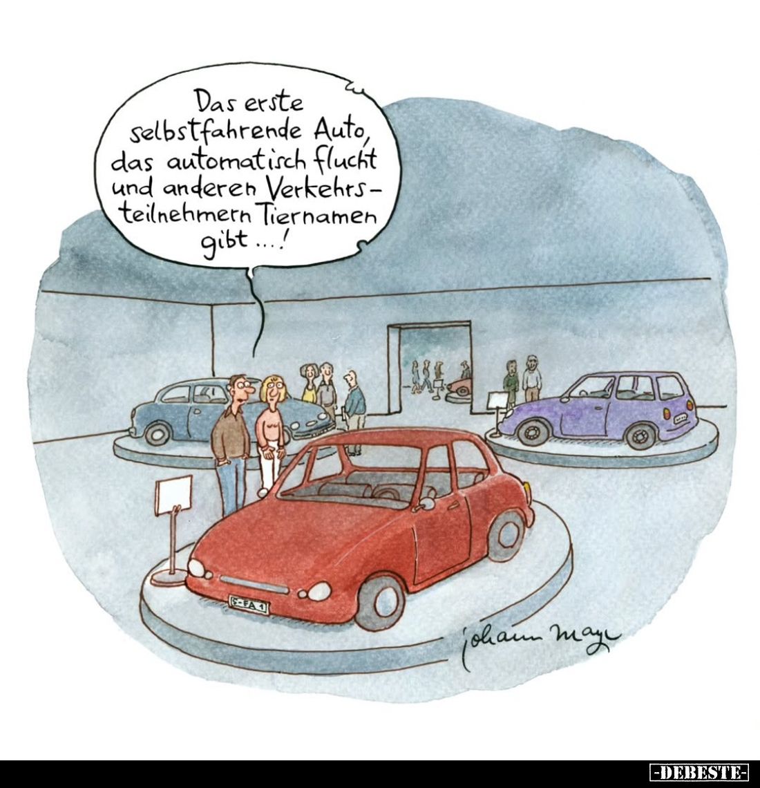 Das erste selbstfahrende Auto, das automatisch flucht und anderen Verkehrsteilnehmern Tiernamen gibt...!