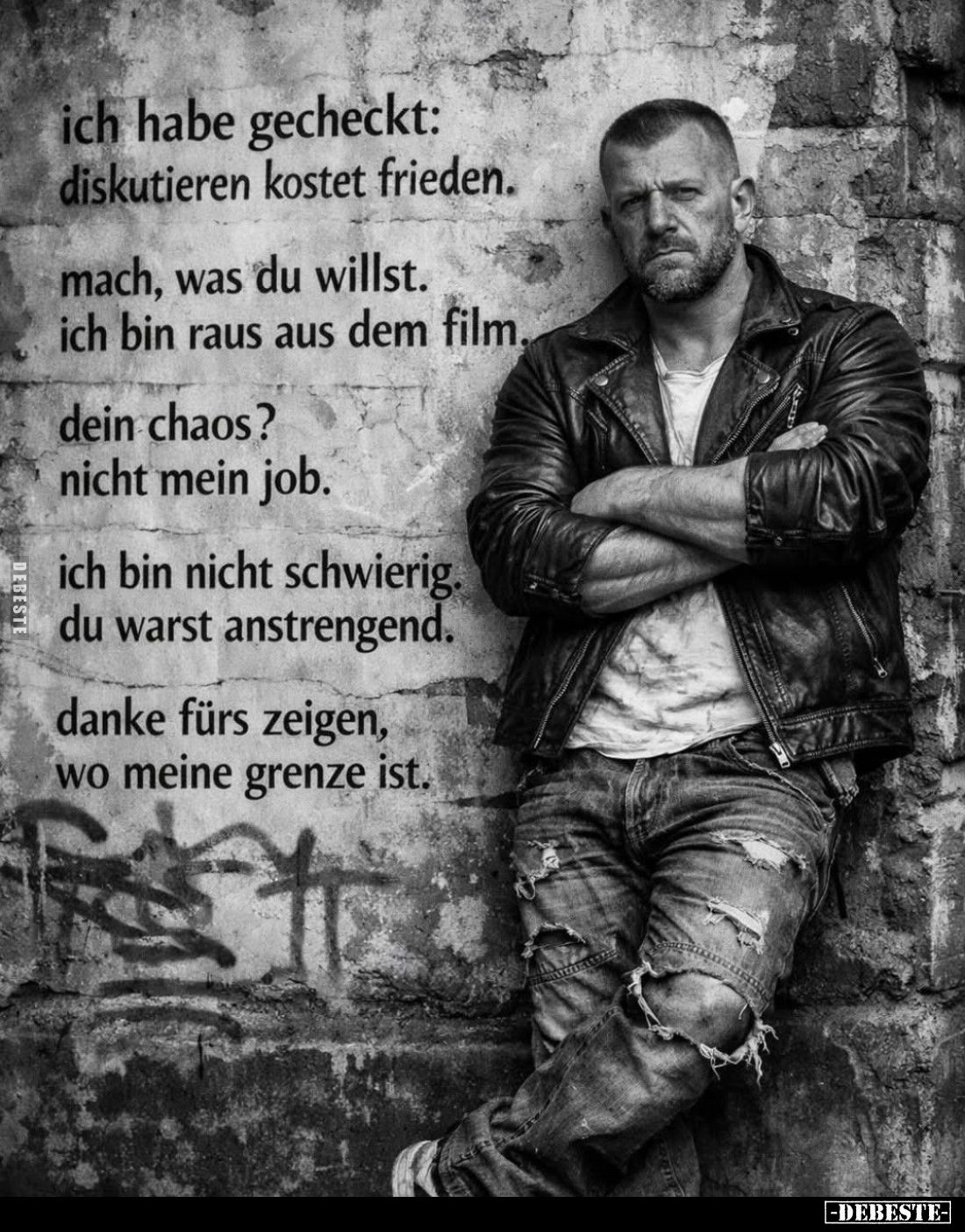 Ich habe gecheckt: Diskutieren kostet Frieden.
Mach, was du willst. Ich bin raus aus dem Film.
Dein Chaos? Nicht mein Job....