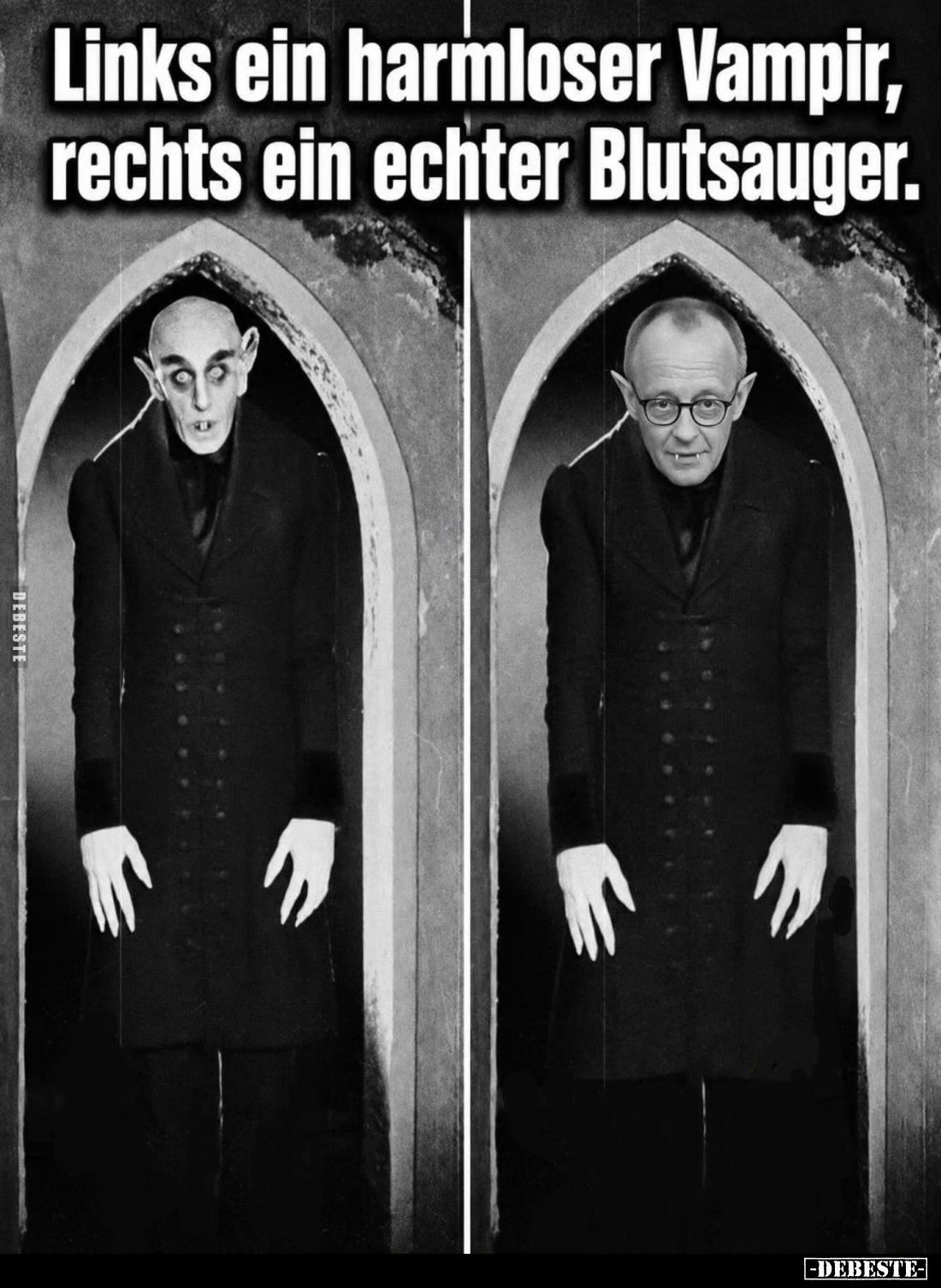 Links ein harmloser Vampir,
rechts ein echter Blutsauger.