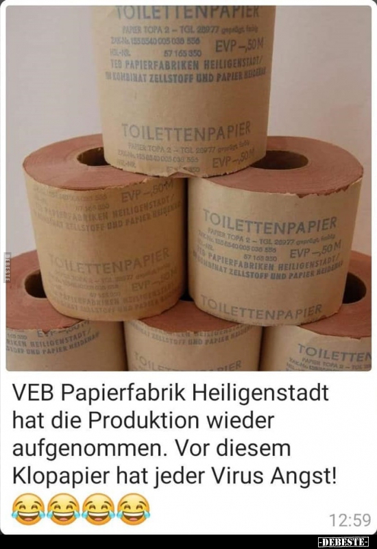 VEB Papierfabrik Heiligenstadt hat die Produktion wieder.. - Lustige Bilder | DEBESTE.de