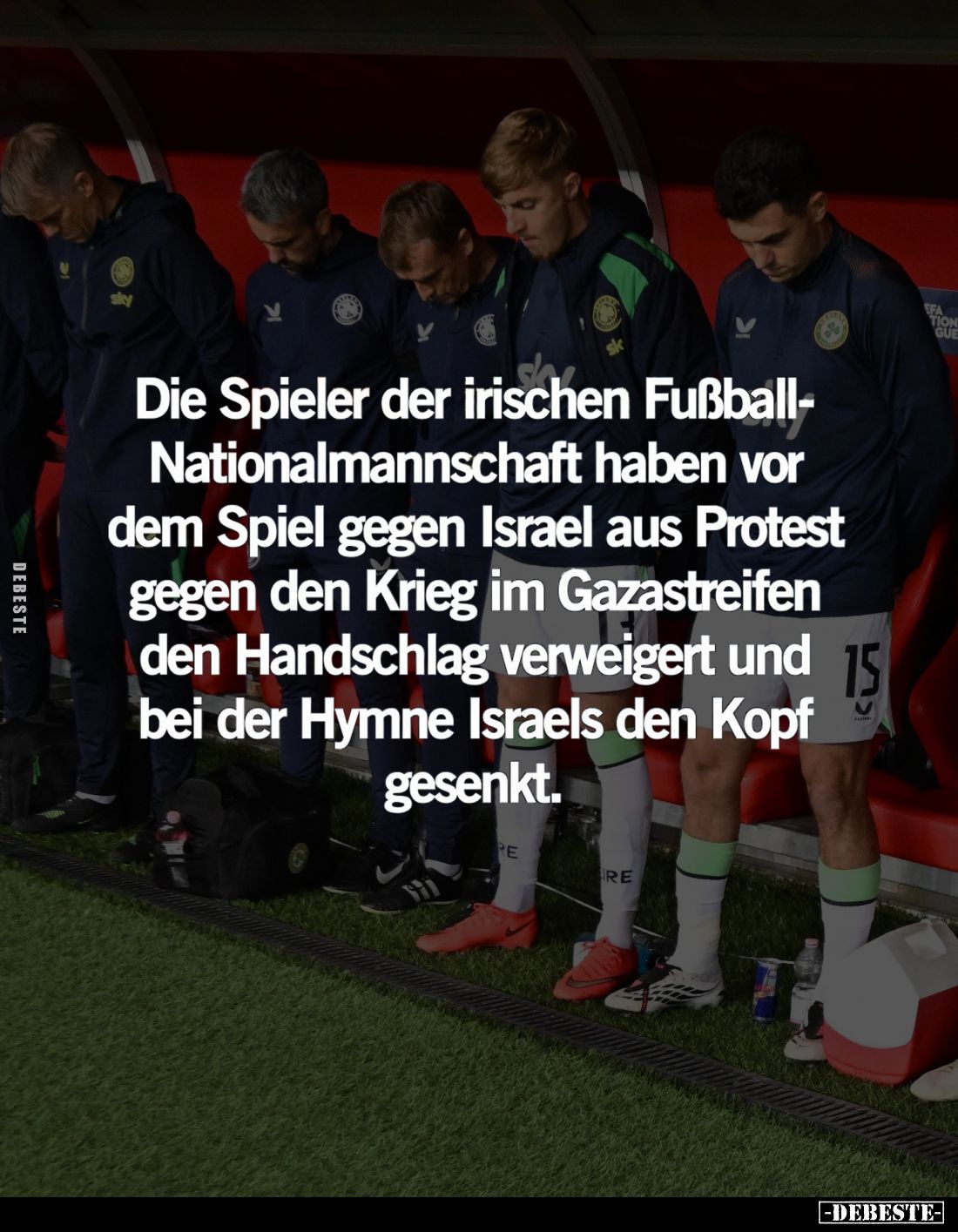 Die Spieler der irischen Fußball-Nationalmannschaft haben vor dem Spiel gegen Israel aus Protest gegen den Krieg im Gazastrei...