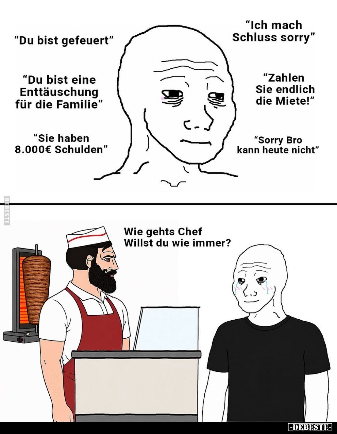 "Du bist gefeuert"
"Ich mach Schluss sorry"
"Du bist eine Enttäuschung für die Familie"
&quo...
