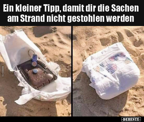 Ein kleiner Tipp, damit dir die Sachen am Strand nicht.. - Lustige Bilder | DEBESTE.de