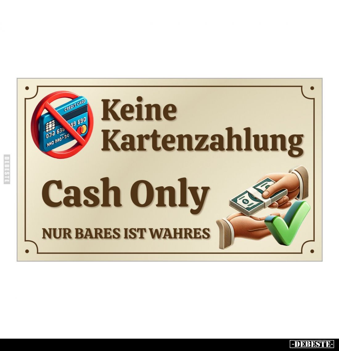 Keine Kartenzahlung.
Cash Only.
Bye Bares ist wahres.