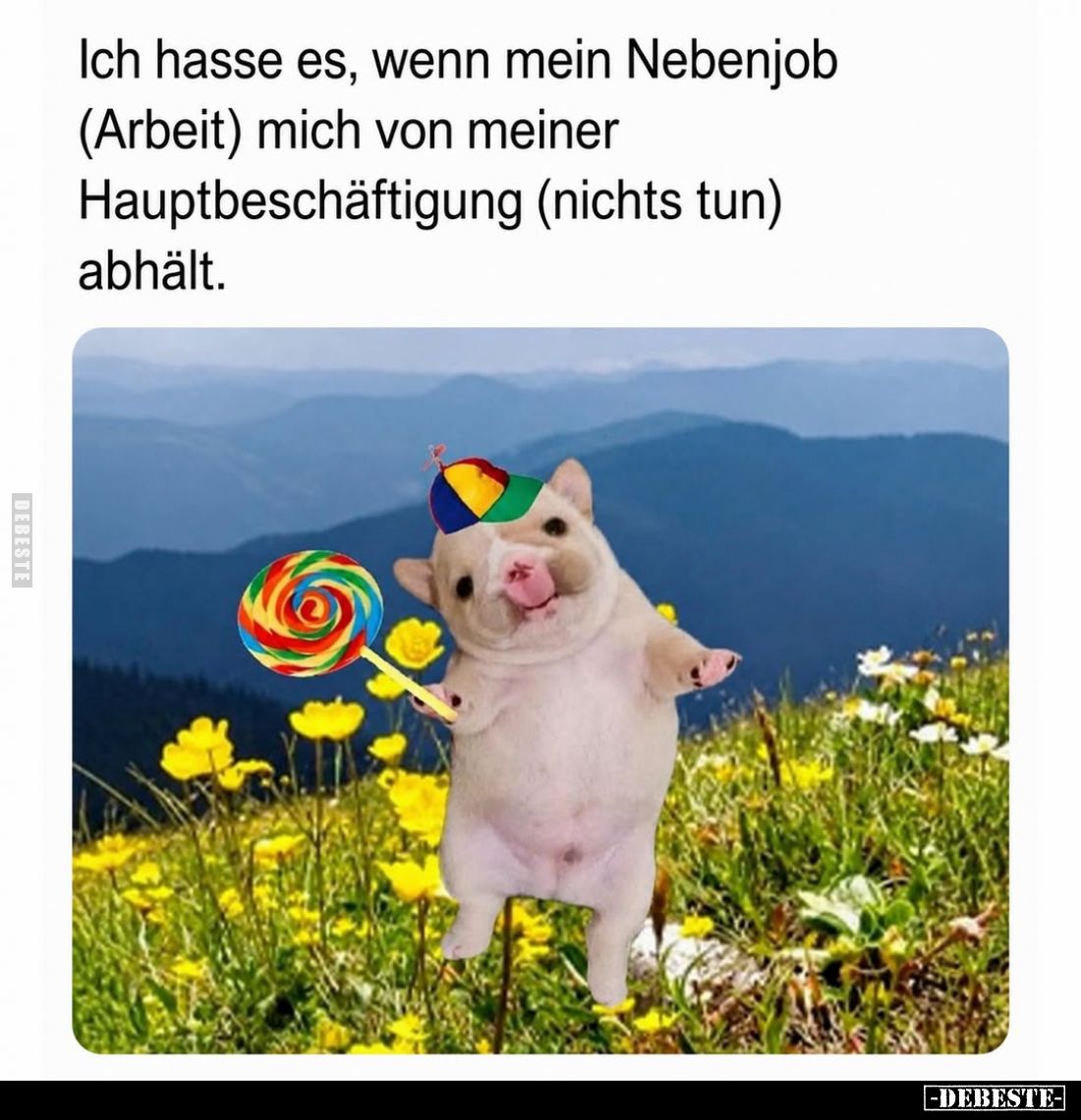Ich hasse es, wenn mein Nebenjob (Arbeit) mich von meiner Hauptbeschäftigung (nichts tun) abhält.