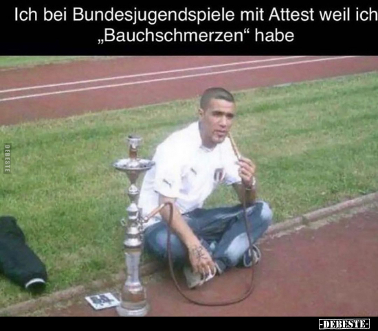 Ich bei Bundesjugendspiele mit Attest weil ich.. - Lustige Bilder | DEBESTE.de