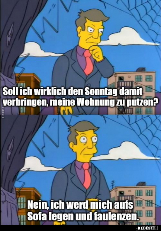 Sonntag, Wohnung, Putzen, Nein, Sofa, Faulenzen