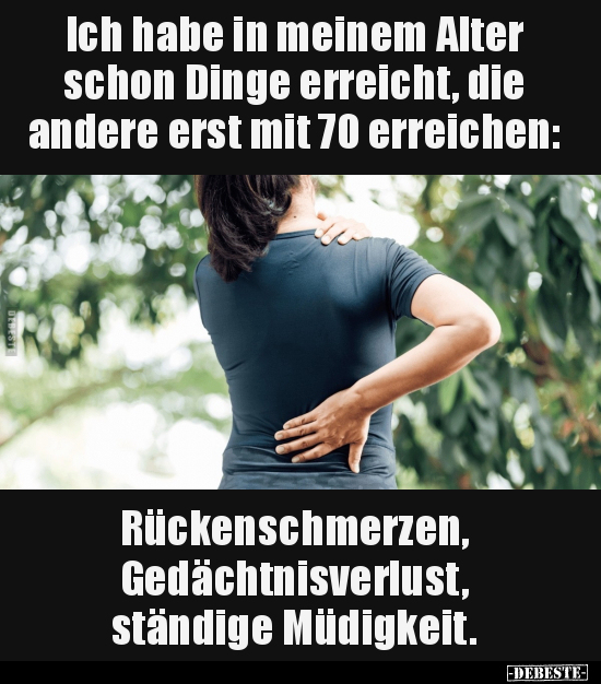 Alter, Rückenschmerzen, Müdigkeit