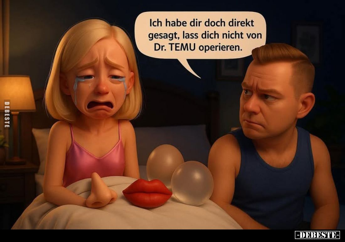 Ich habe dir doch direkt gesagt, lass dich nicht von Dr. TEMU operieren.