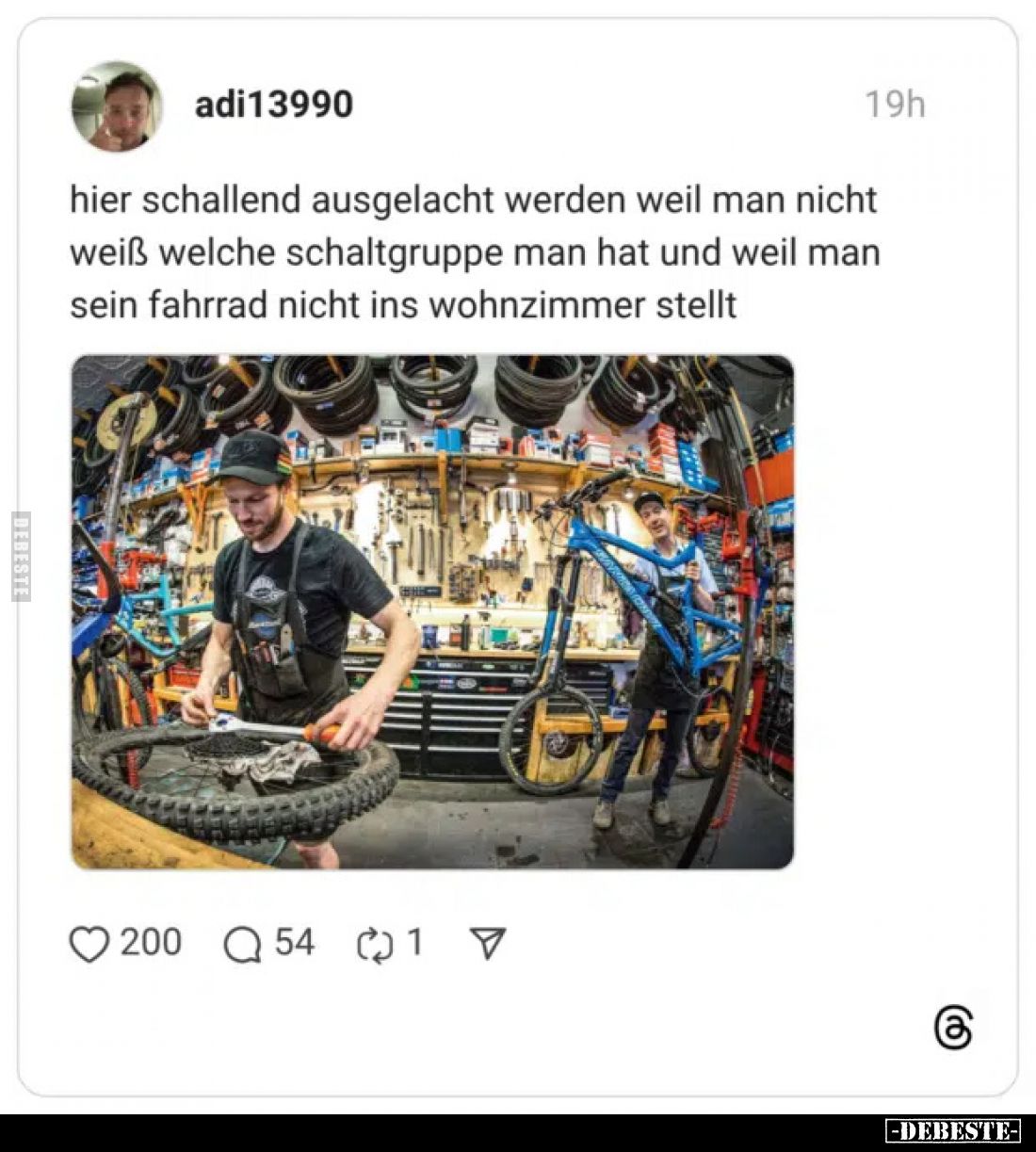 Hier schallend ausgelacht werden, weil man nicht weiß, welche Schaltgruppe man hat, und weil man sein Fahrrad nicht ins Wohnz...