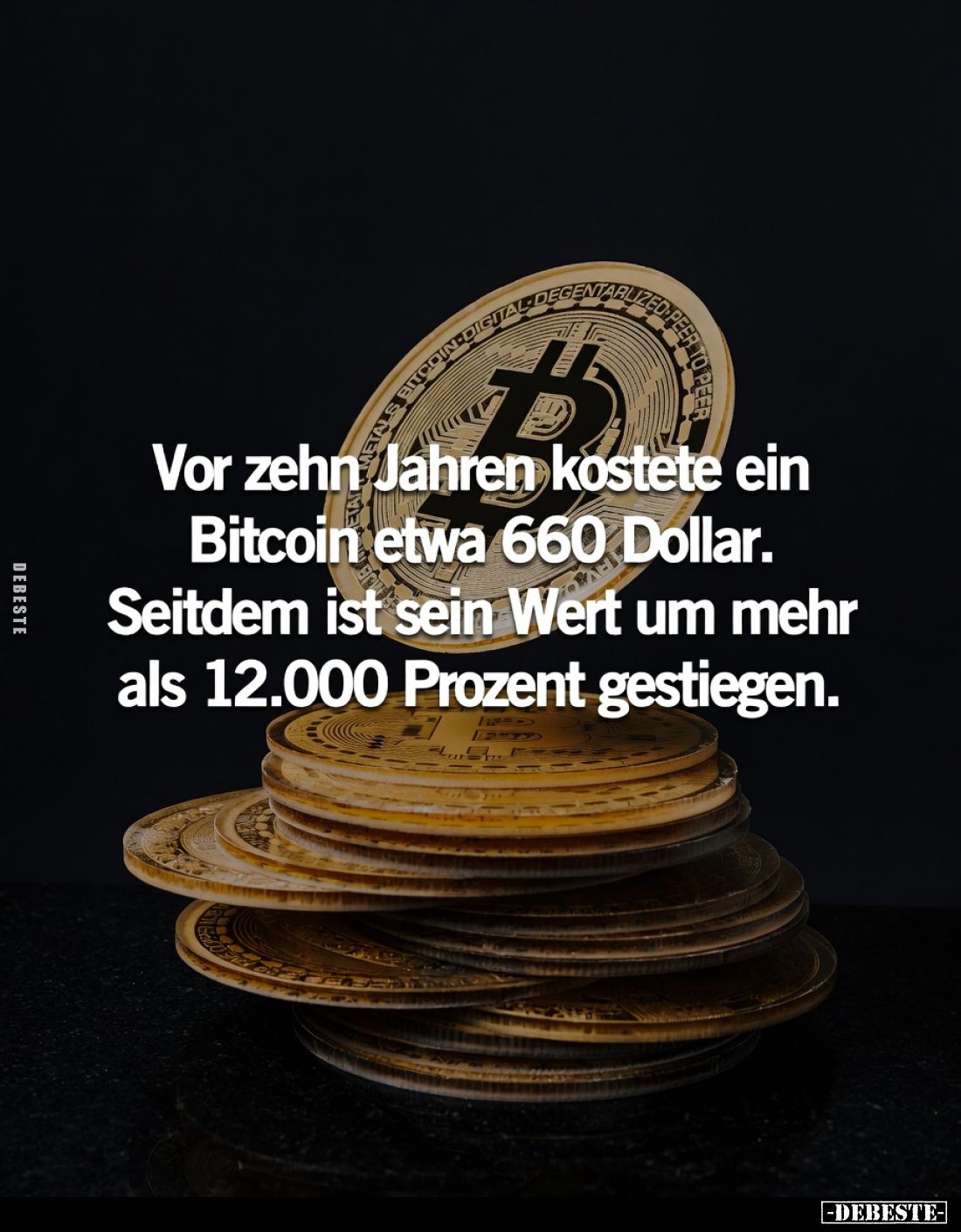 Vor zehn Jahren kostete ein Bitcoin etwa 660 Dollar.
Seitdem ist sein Wert um mehr als 12.000 Prozent gestiegen.