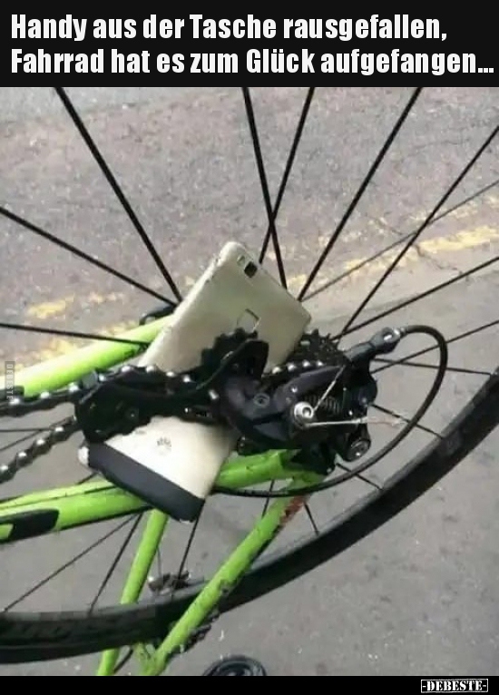 Handy aus der Tasche rausgefallen, Fahrrad hat es zum Glück.. - Lustige Bilder | DEBESTE.de