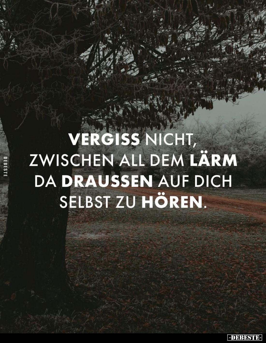 Vergiss nicht, zwischen all dem Lärm da draußen auf dich selbst zu hören.