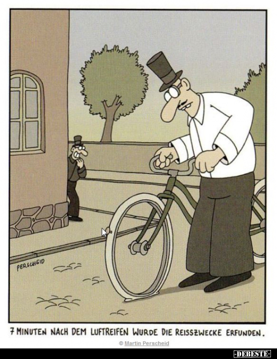 7 Minuten nach dem Luftreifen wurde die Reisszwecke..