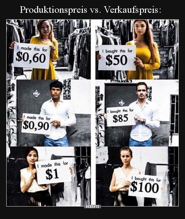 Produktionspreis vs. Verkaufspreis..