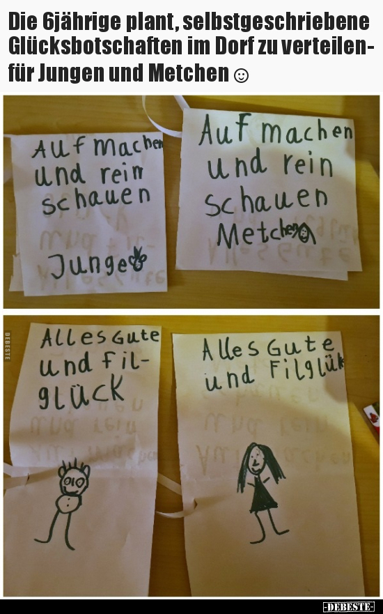 Die 6jährige plant, selbstgeschriebene Glücksbotschaften.. - Lustige Bilder | DEBESTE.de