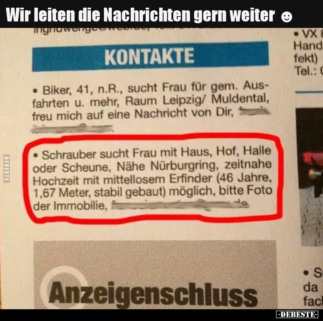 Wir leiten die Nachrichten gern weiter.