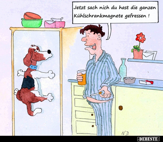 Jetzt sach nich du hast die ganzen Kühlschrankmagnete gefressen!