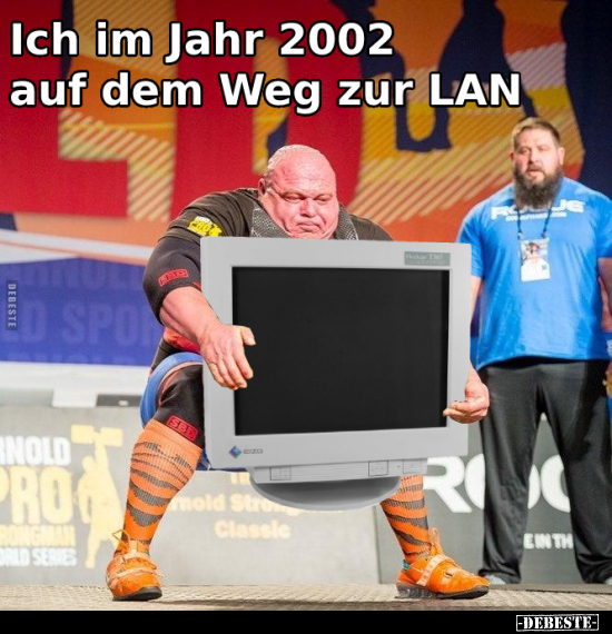 Ich im Jahr 2002 auf dem Weg zur LAN