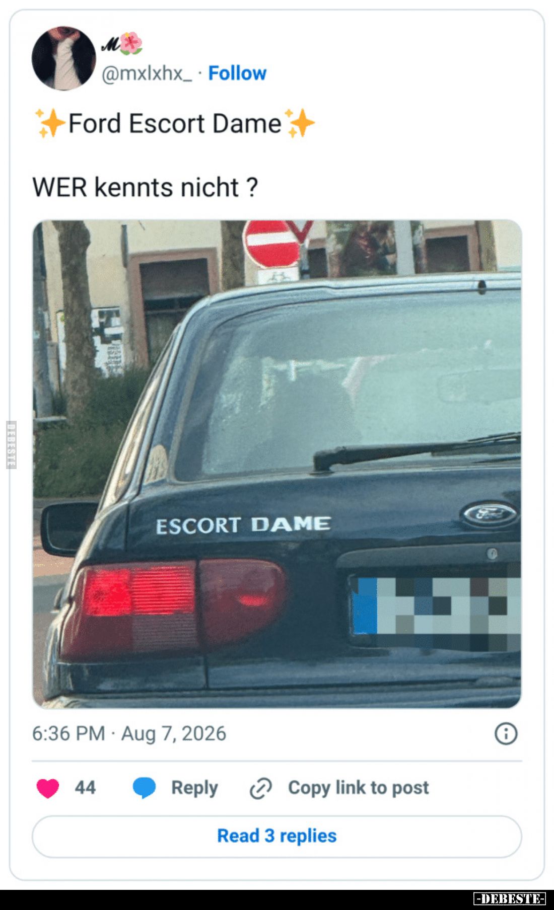 Ford Escort Dame

WER kennts nicht ?

ESCORT DAME
