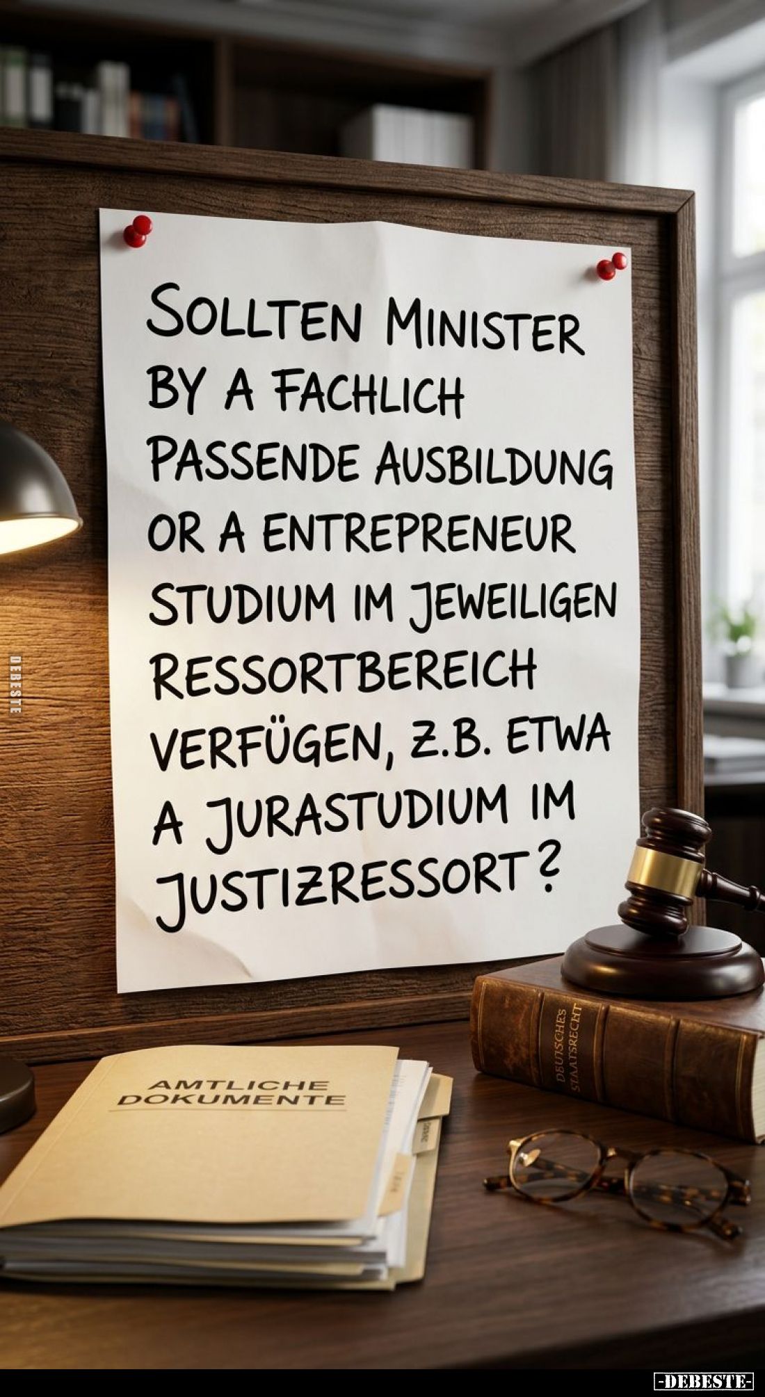 Sollten Minister by a fachlich passende Ausbildung or a entrepreneur Studium im jeweiligen Ressortbereich verfügen, z.B. etwa...